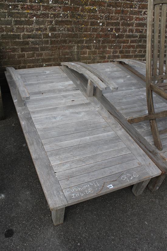 Large teak sun lounger